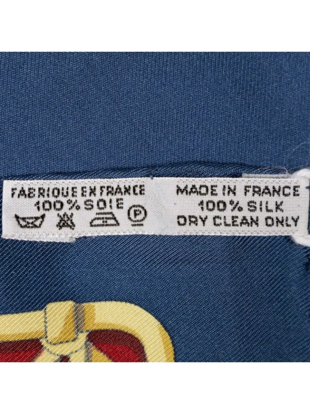 Hermes Scarf Navy Red 100% Gold Twill Silk
